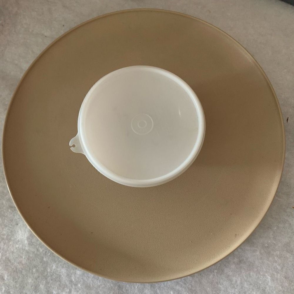 Vintage Tupperware Chip Dip Brown White Platter 492-2